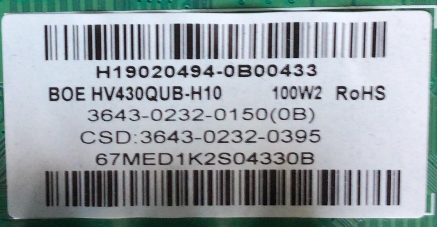 KIT DE TARJETAS PARA TV VIZIO / NUMERO DE PARTE MAIN 3643-0232-0150 / TP.MT5597.PC768 / 3643-0232-0395 / HV430QUB-H10 / T-CON 6871L-5951A / 6870C-0769A / 5951A / V18_43-65UHD-TM120_V1.0 / DISPLAY LC430EQY (SM)(A3) / MODELO V435-G0 LAUKQEKV - Imagen 3